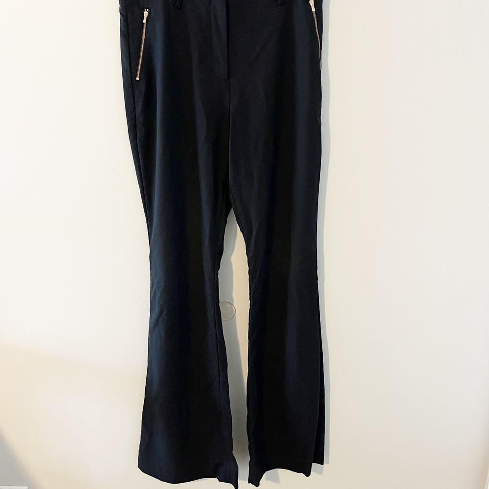 Kit and Ace Black Flare Dress Pants Wool Cashmere Silk Zip Tall Size 8